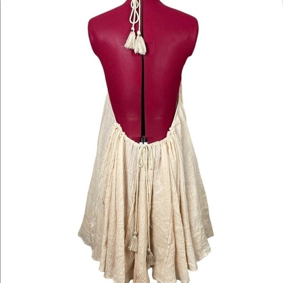 Free people catching rays mini summer halter dress Pebble tan Festival beach XS - Picture 7 of 10